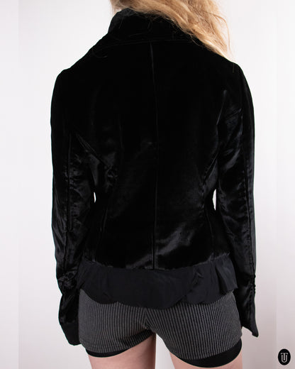 80's Yves Saint Laurent Rive Gauche Velvet Ruffled Blazer L
