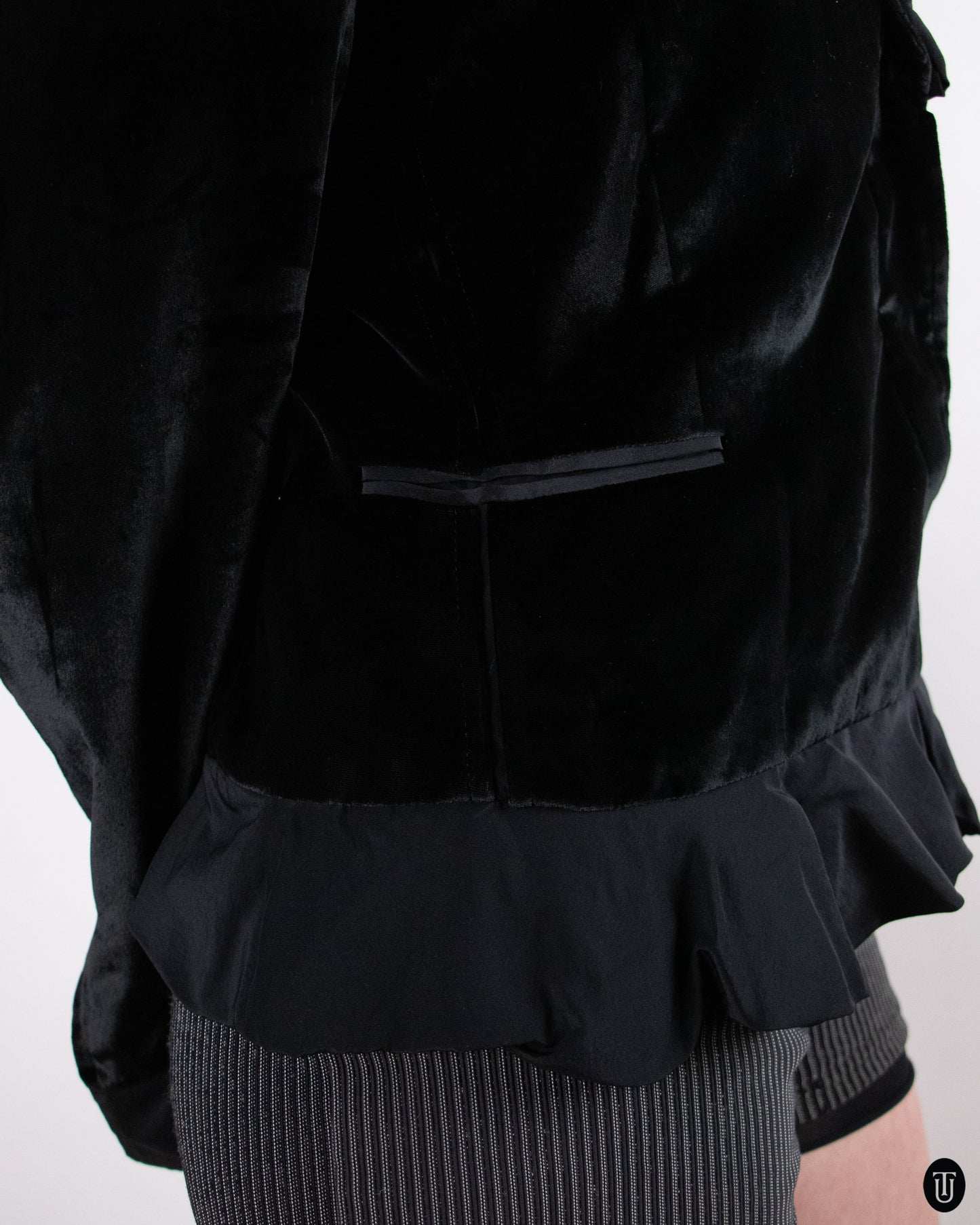 80's Yves Saint Laurent Rive Gauche Velvet Ruffled Blazer L