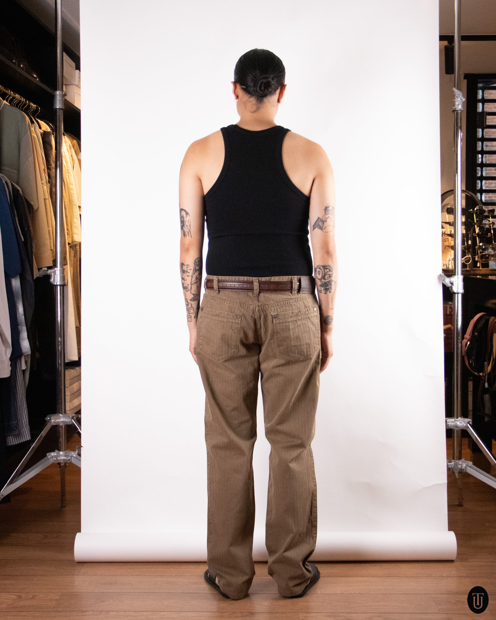 00's Burberry Brown Cotton Slacks M