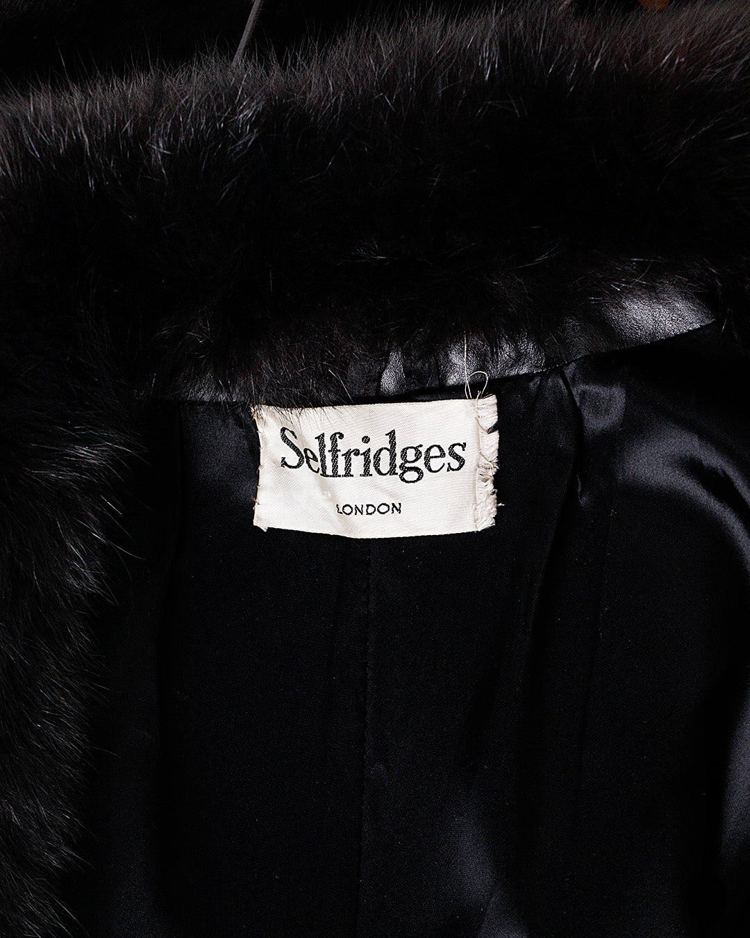 Selfridges Black Leather Belt Coat M
