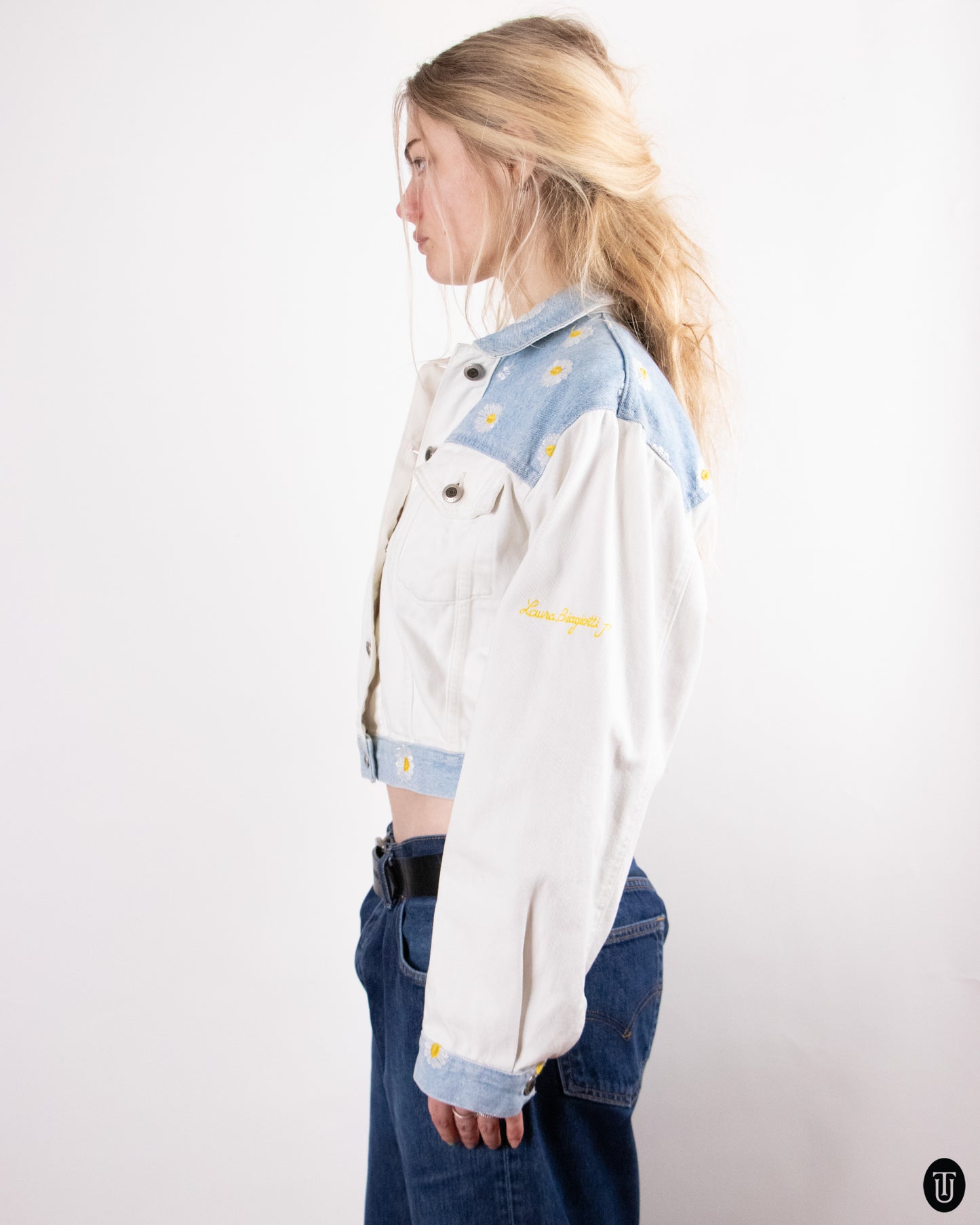90's Laura Biagotti Daisy Denim Jacket M