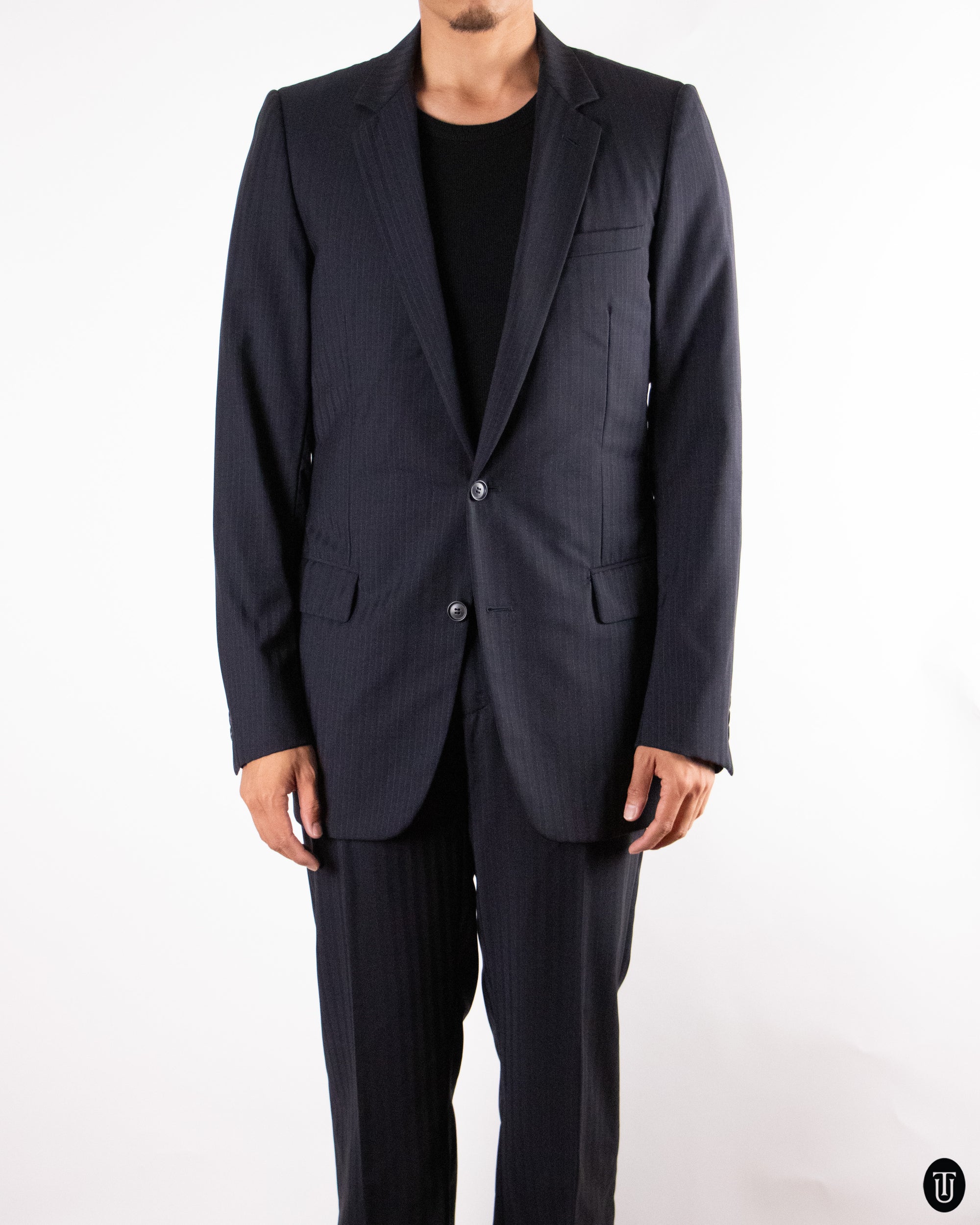 90's Dior Hedi Slimane Striped Wool and Mohair Suit S