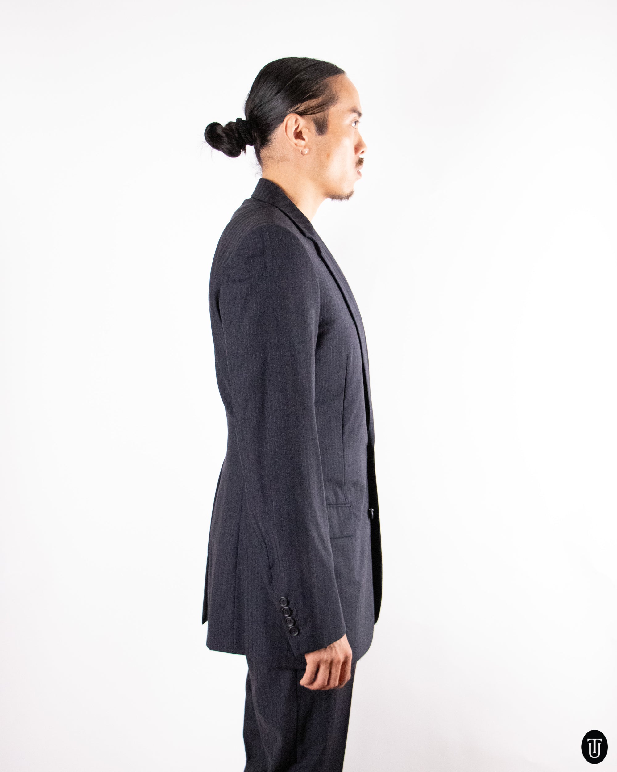 90's Dior Hedi Slimane Striped Wool and Mohair Suit S