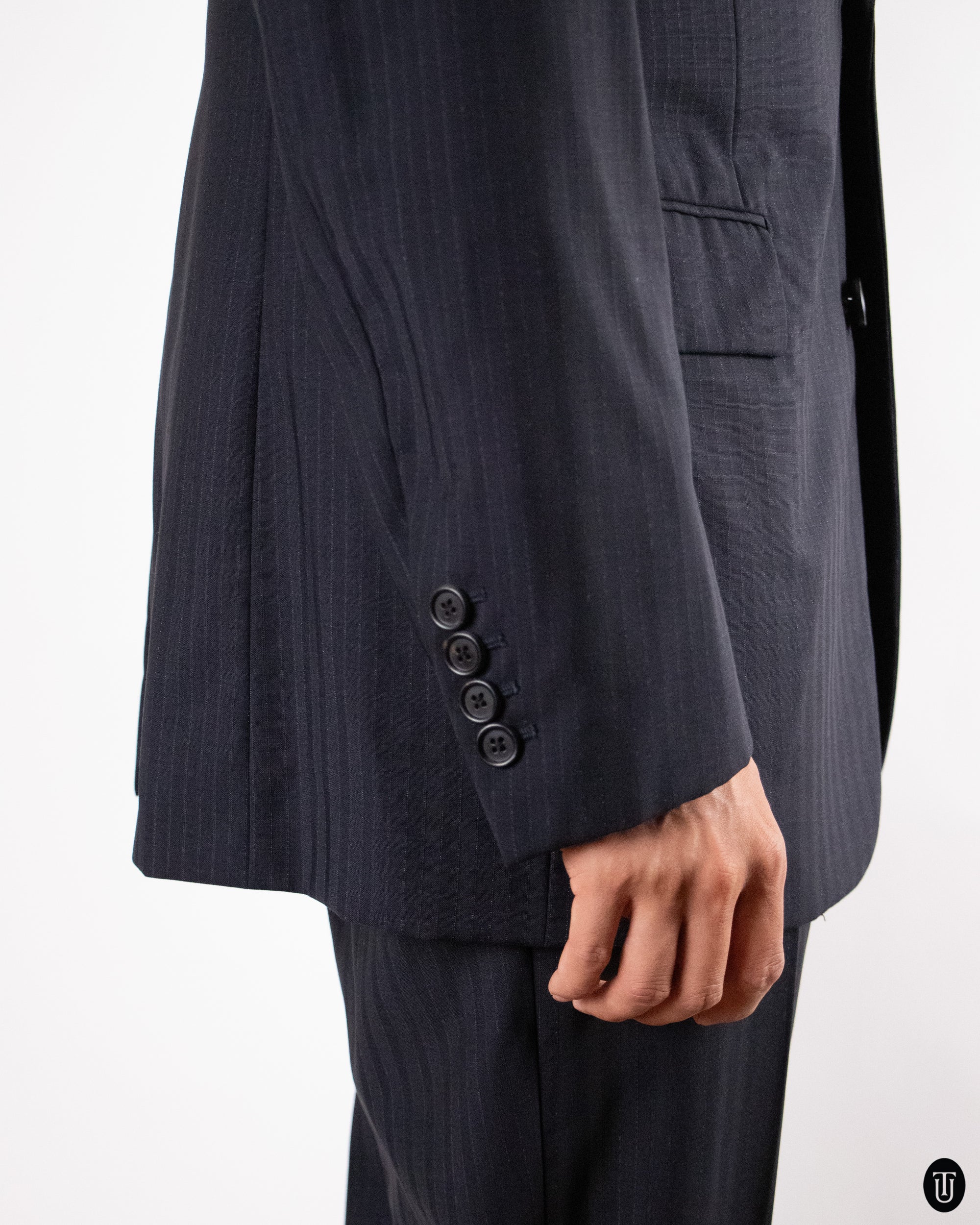 90's Dior Hedi Slimane Striped Wool and Mohair Suit S