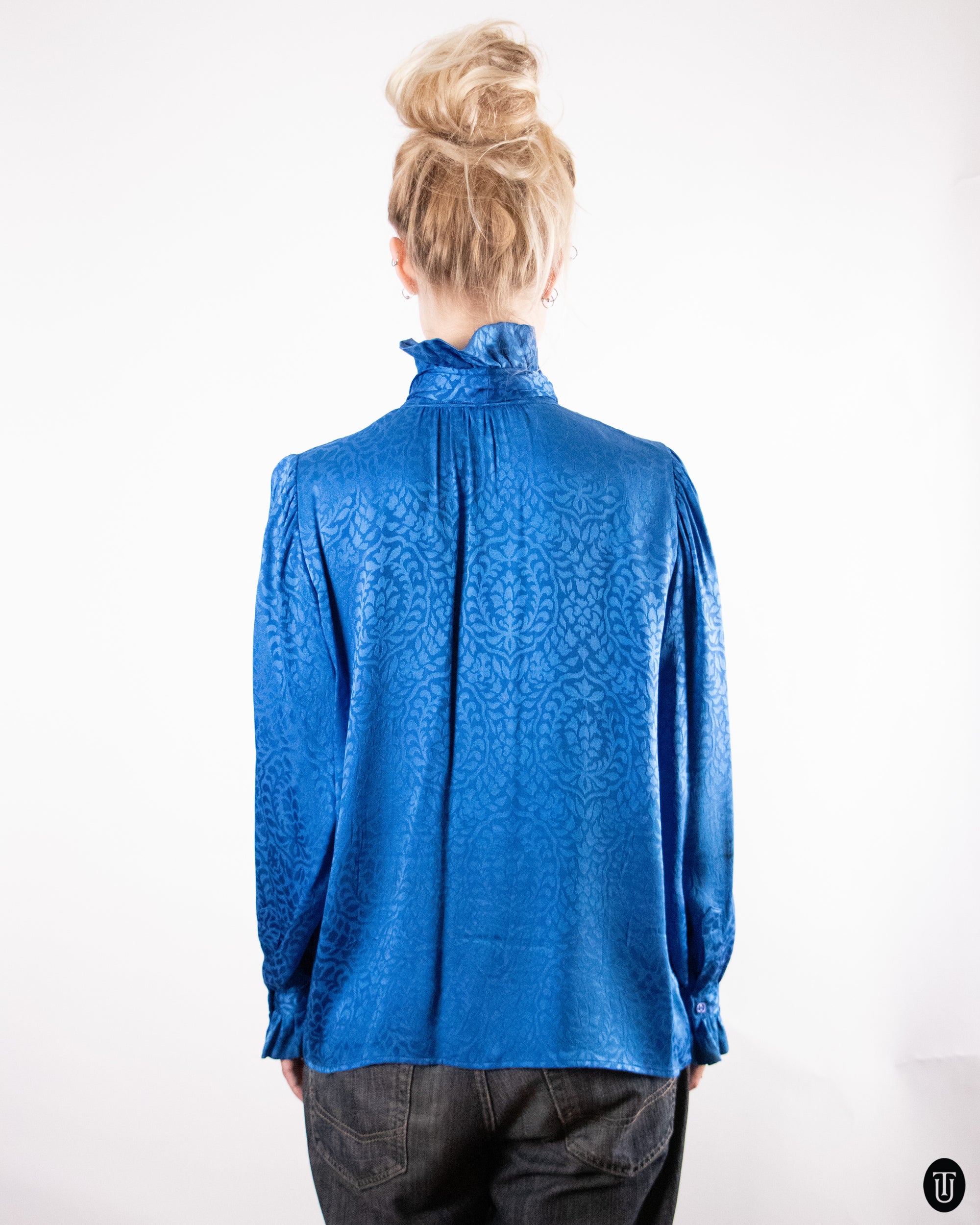 1980's Yves Saint Laurent Pussy Bow Blouse M