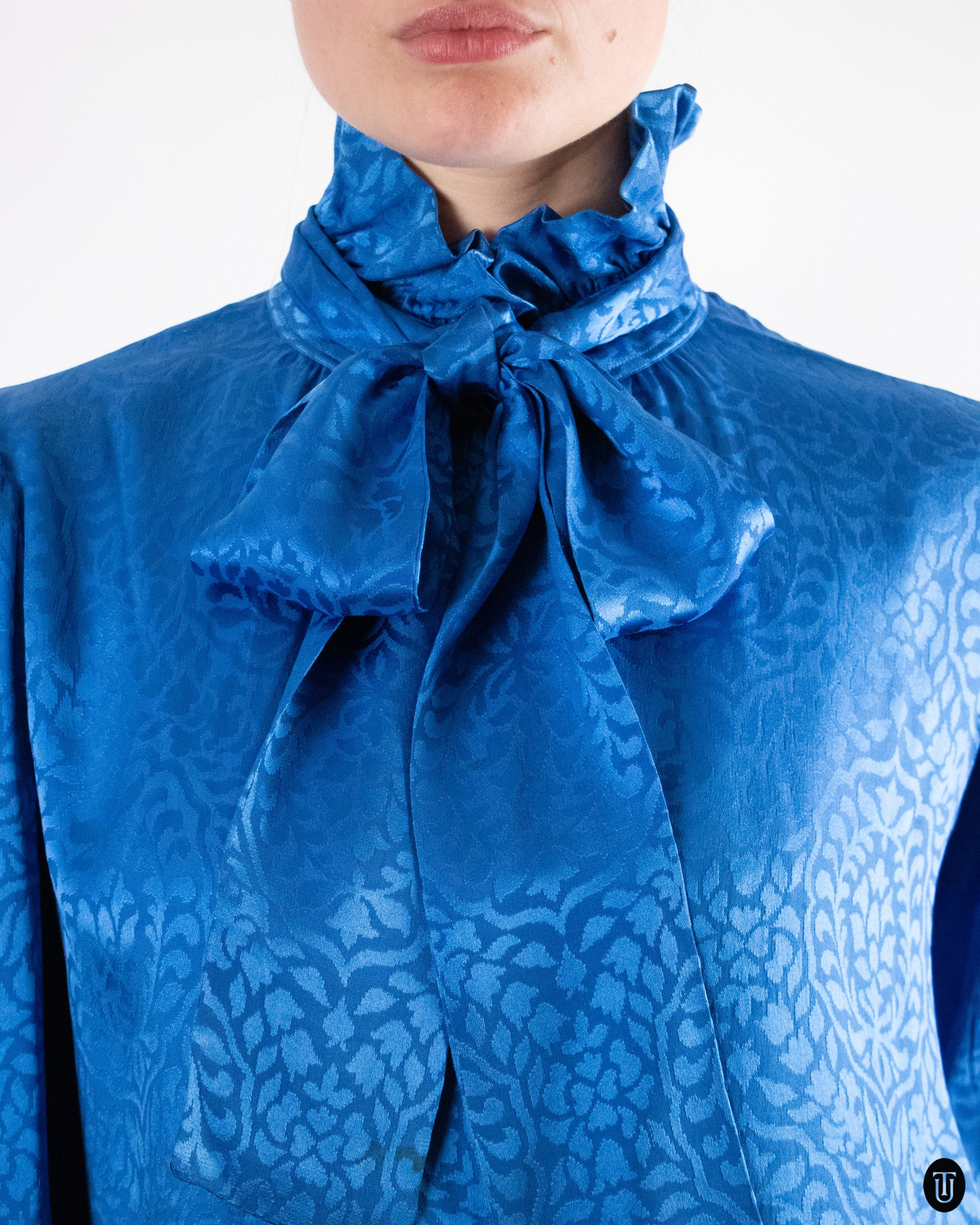 1980's Yves Saint Laurent Pussy Bow Blouse M