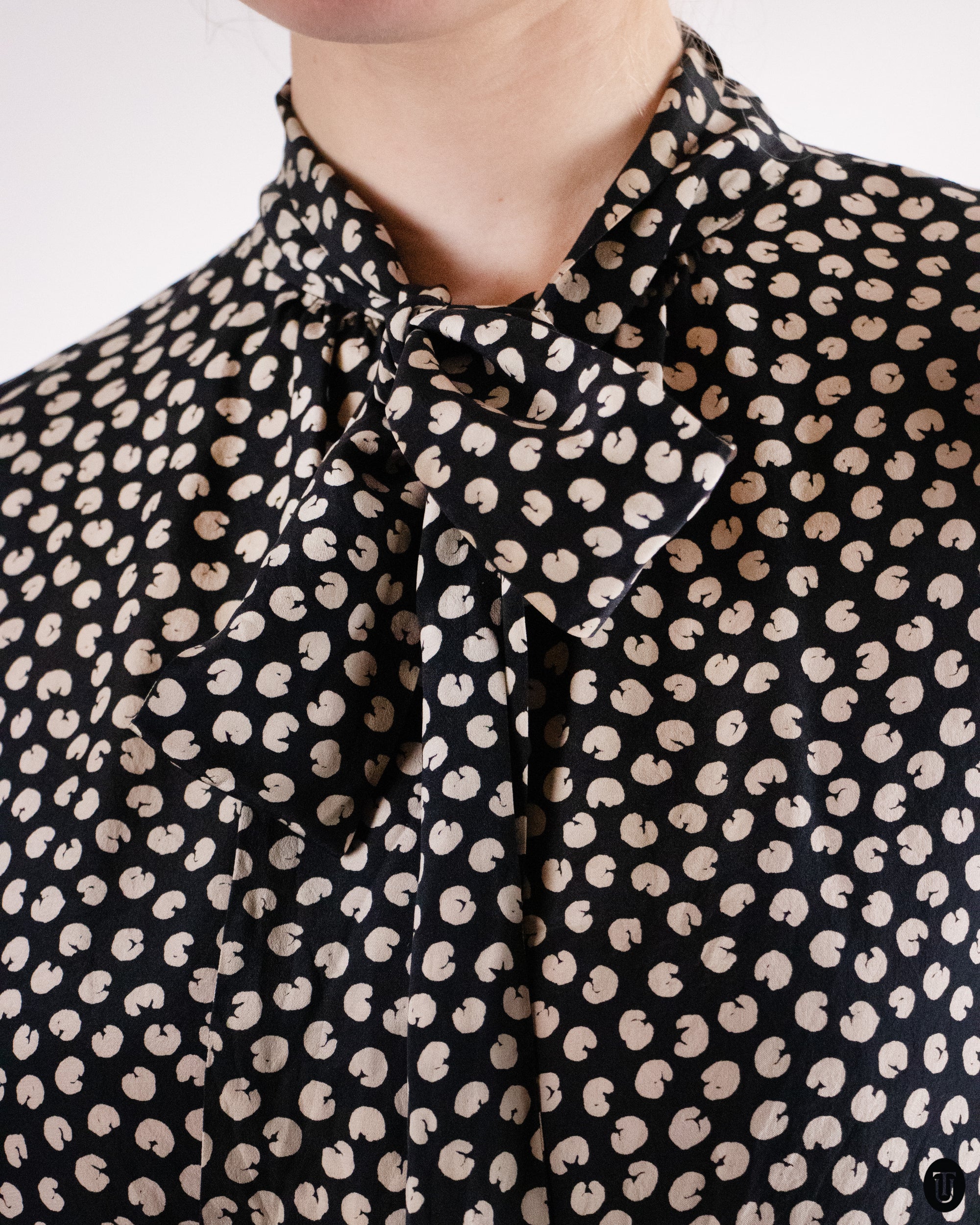 70's Saint Laurent Rive Gauche Pussy-bow Silk Blouse S