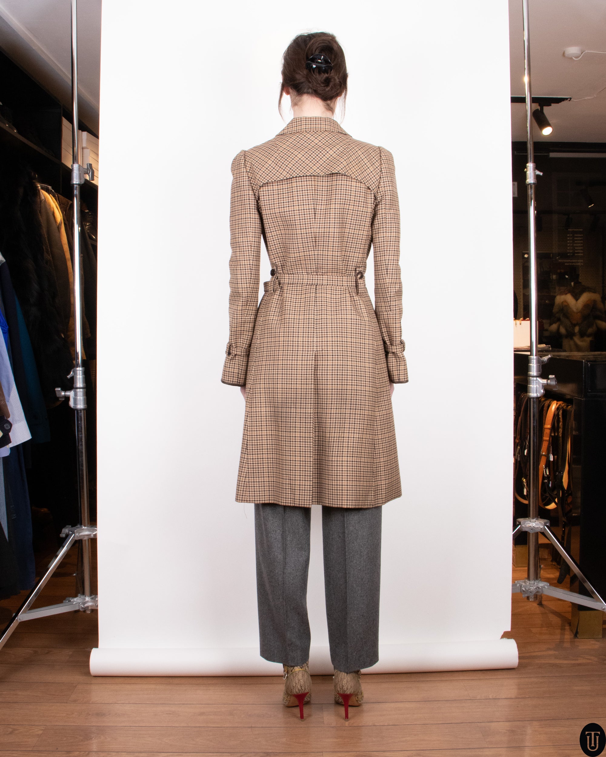 FW08 Balenciaga Houndstooth Wool Trench Coat M