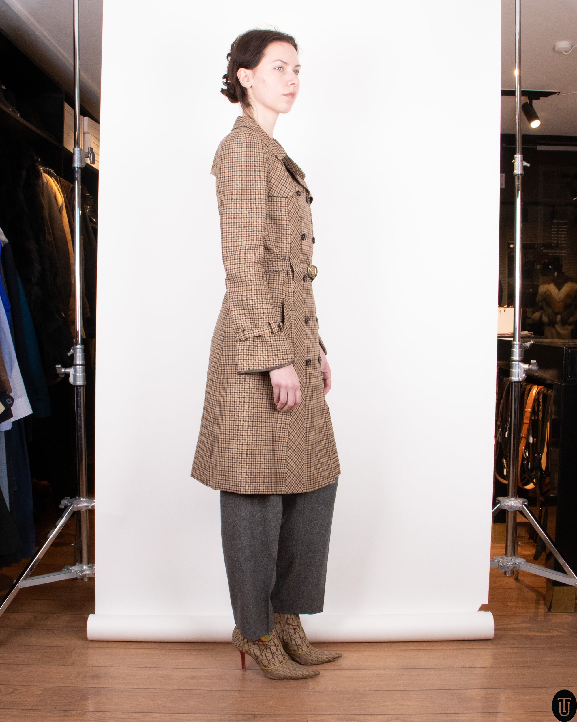 FW08 Balenciaga Houndstooth Wool Trench Coat M