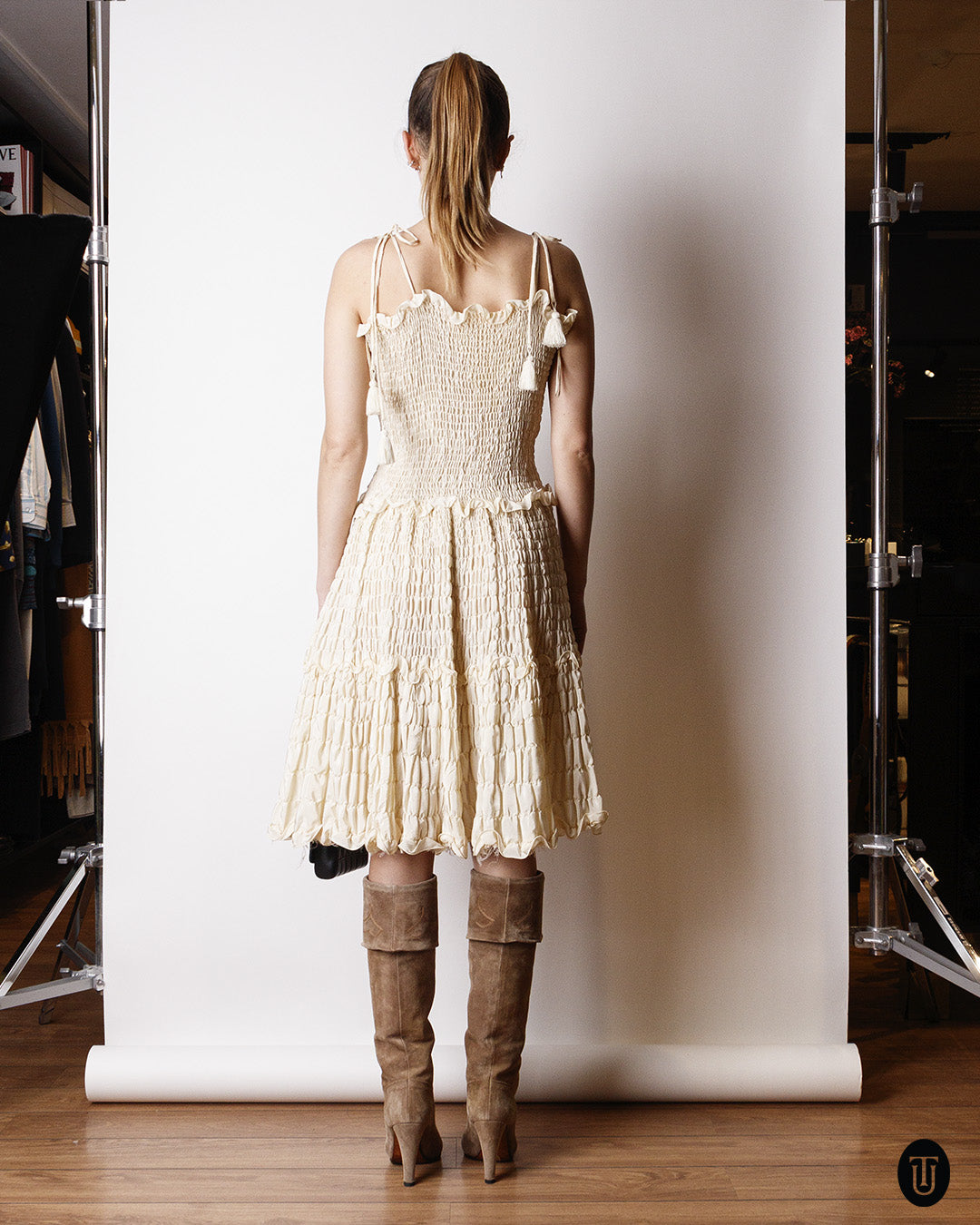 Ivory Silk Smock Dress L