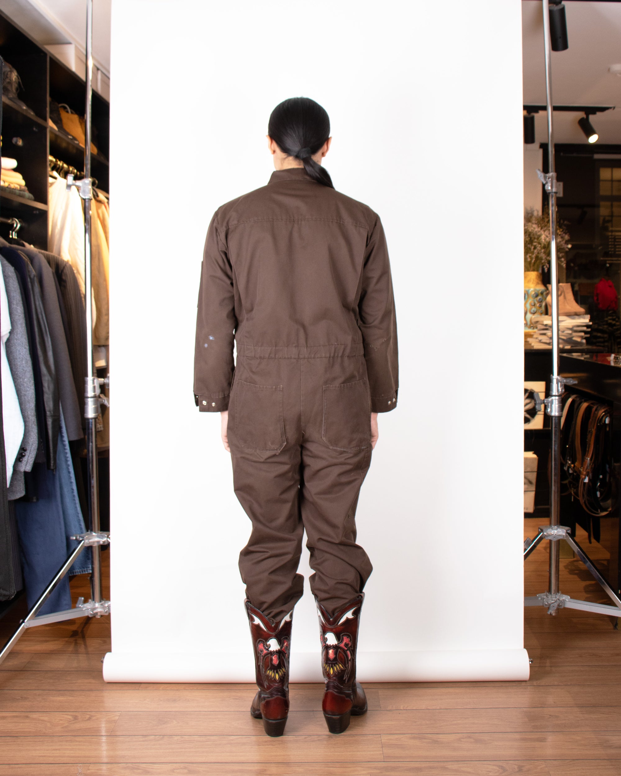 Vintage Brown Denim Shell Utility Coverall M