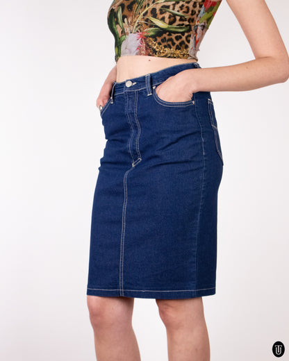90's Versace "Jeans Couture" Denim Pencil Skirt S