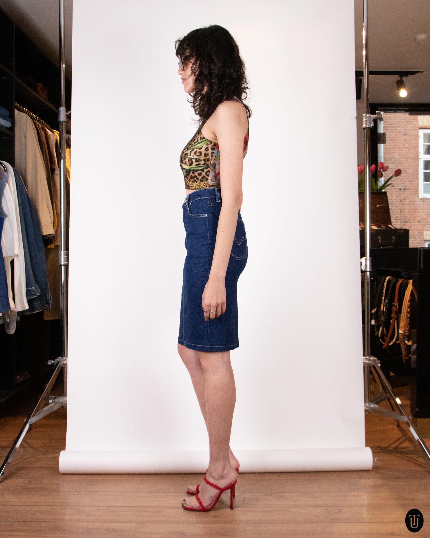 90's Versace "Jeans Couture" Denim Pencil Skirt S