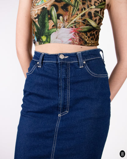 90's Versace "Jeans Couture" Denim Pencil Skirt S