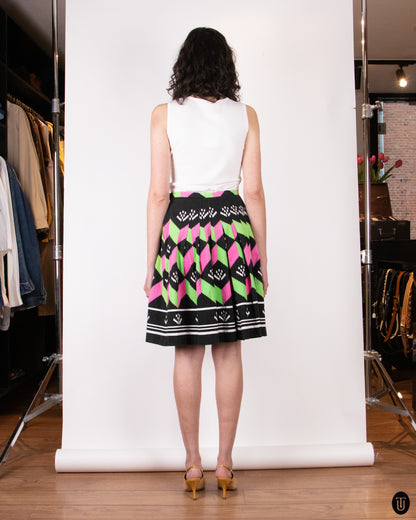 70's Lanvin Pleated Cotton Skirt S
