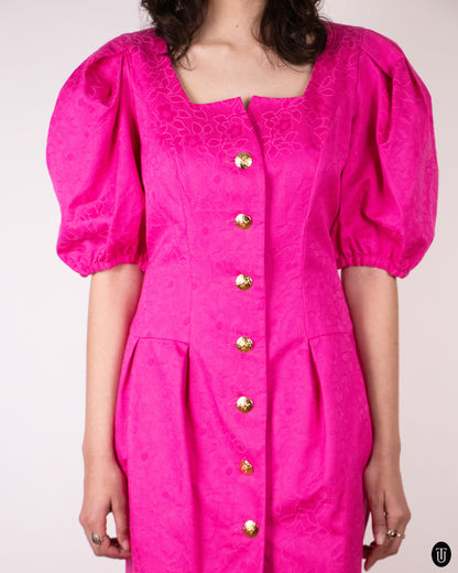 70's Guy Laroche Pink Statement Dress L