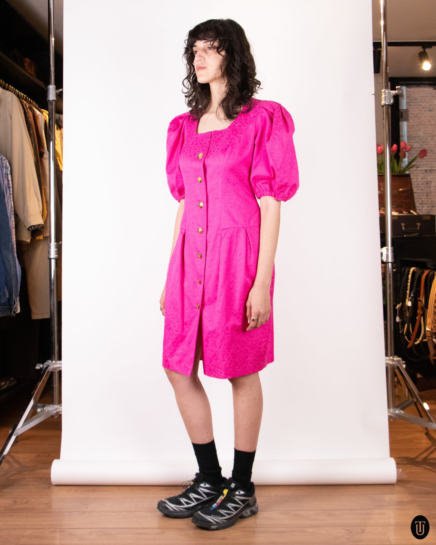 70's Guy Laroche Pink Statement Dress L