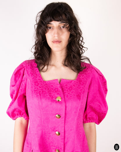 70's Guy Laroche Pink Statement Dress L
