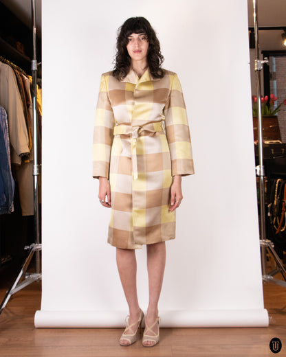 90's Gianni Versace "Couture" Silk Checkered Coat M
