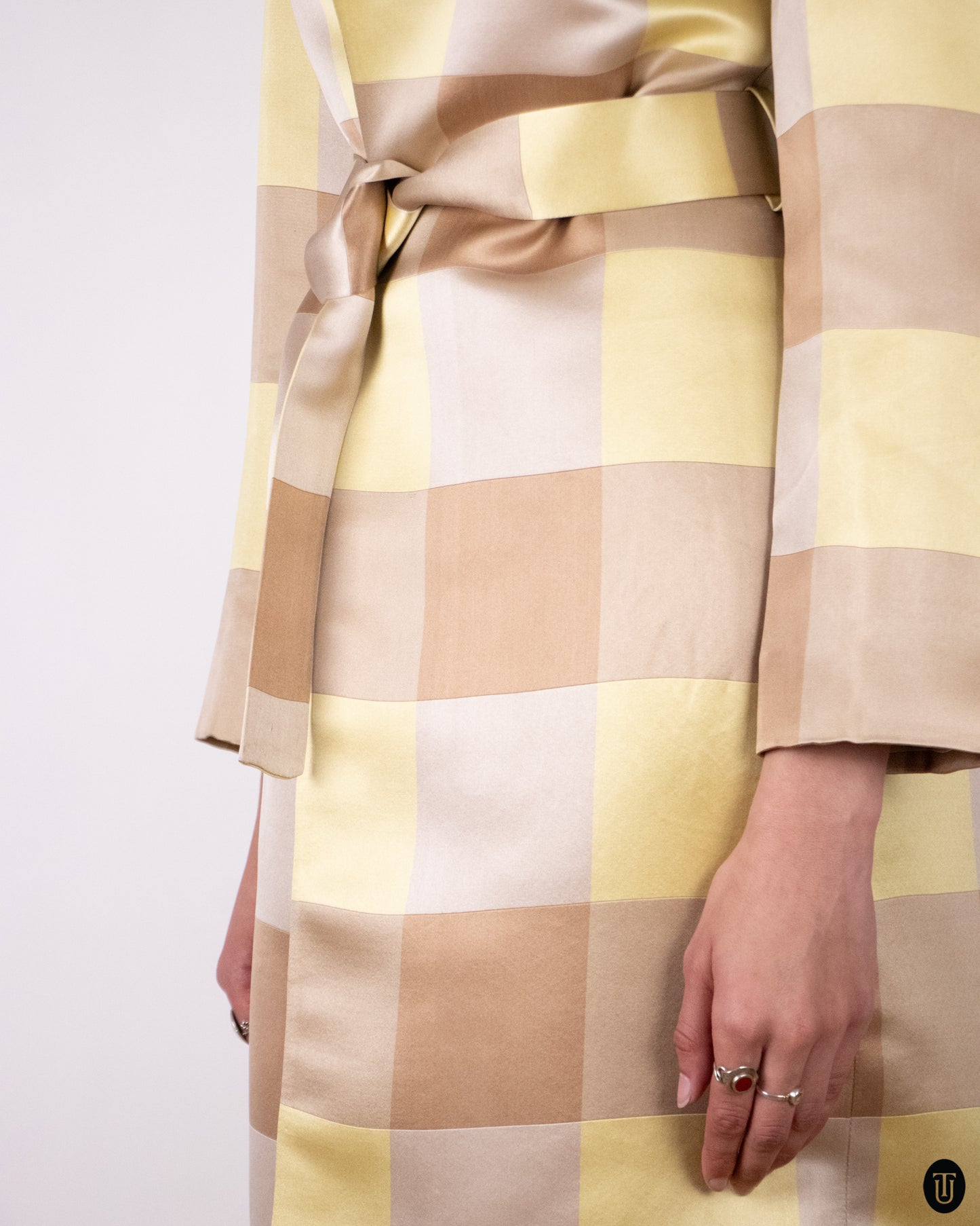 90's Gianni Versace "Couture" Silk Checkered Coat M