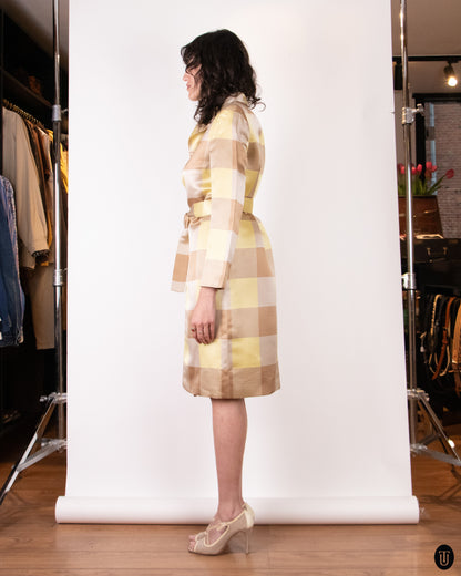 90's Gianni Versace "Couture" Silk Checkered Coat M