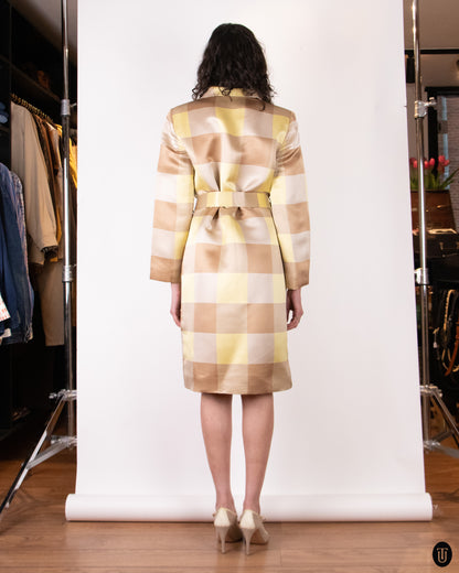 90's Gianni Versace "Couture" Silk Checkered Coat M