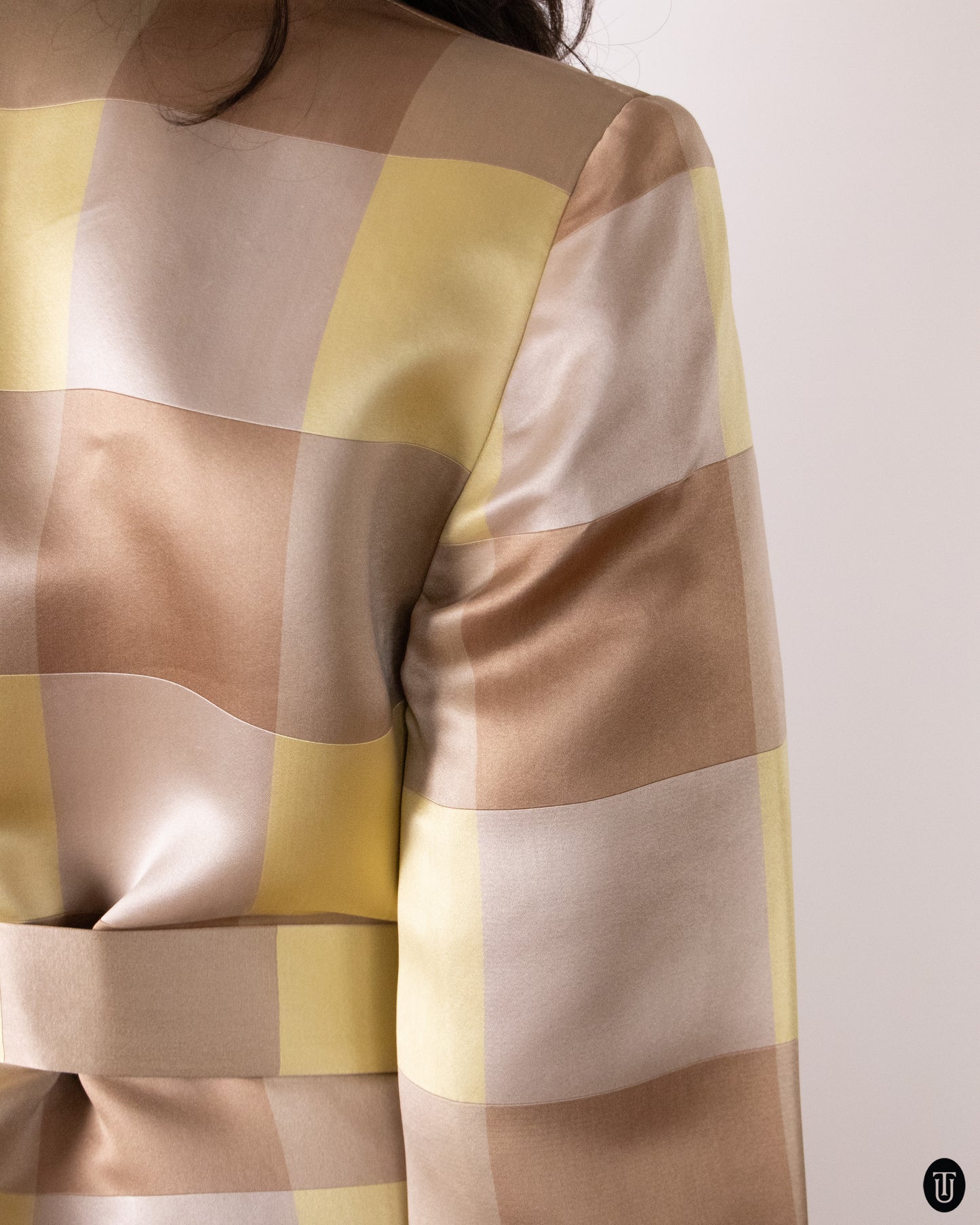 90's Gianni Versace "Couture" Silk Checkered Coat M