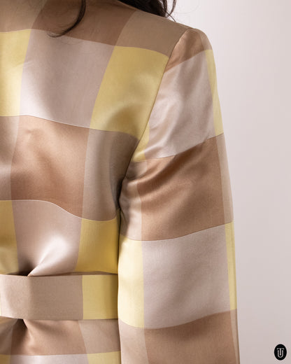 90's Gianni Versace "Couture" Silk Checkered Coat M
