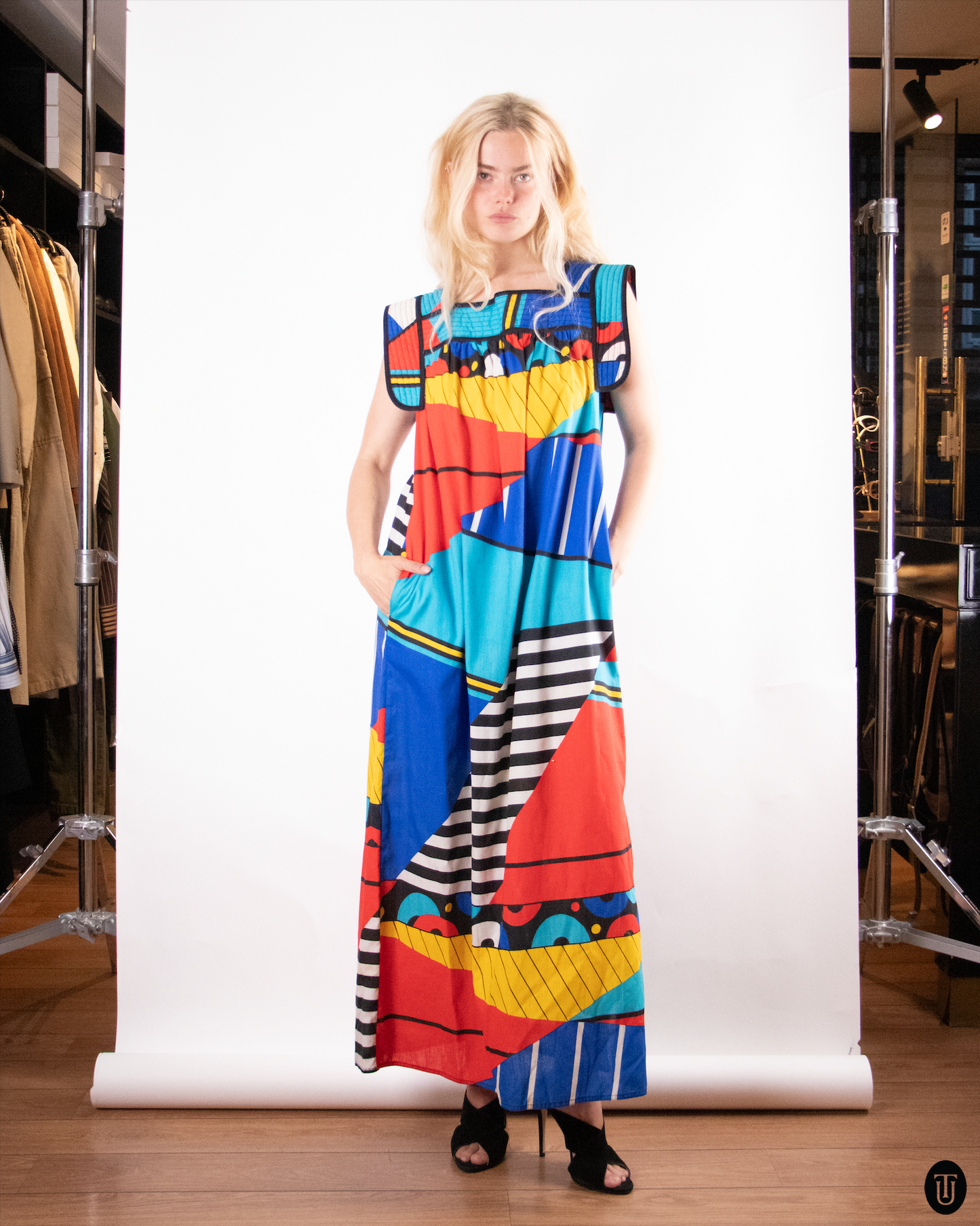 80's Oscar de la Renta Graphic Dress S