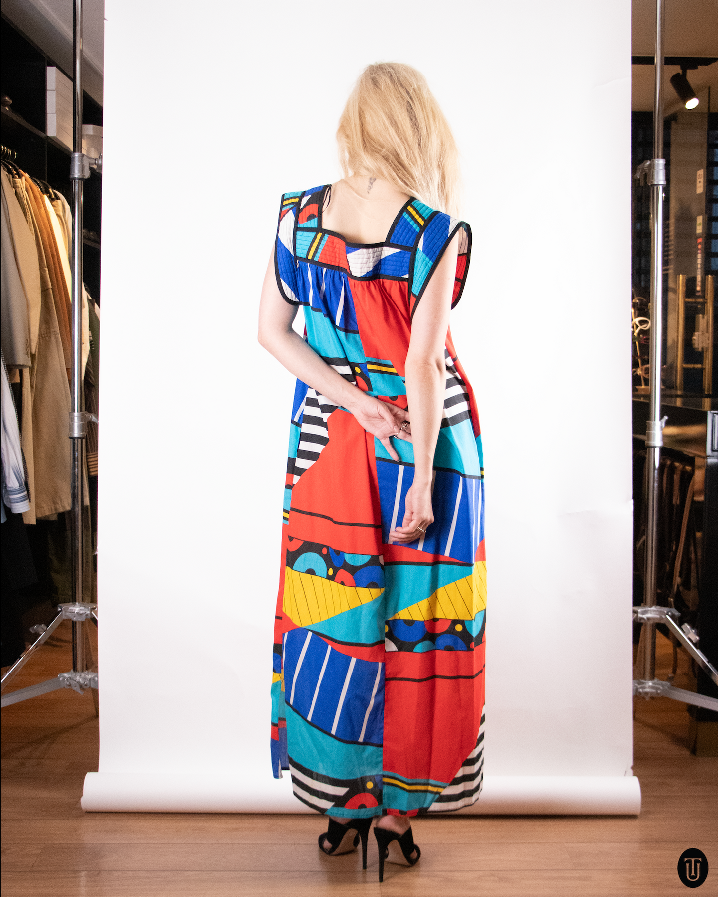 80's Oscar de la Renta Graphic Dress S