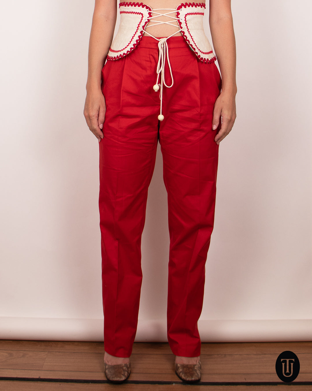 Hermès 2000s Red Cotton Pant Suit M