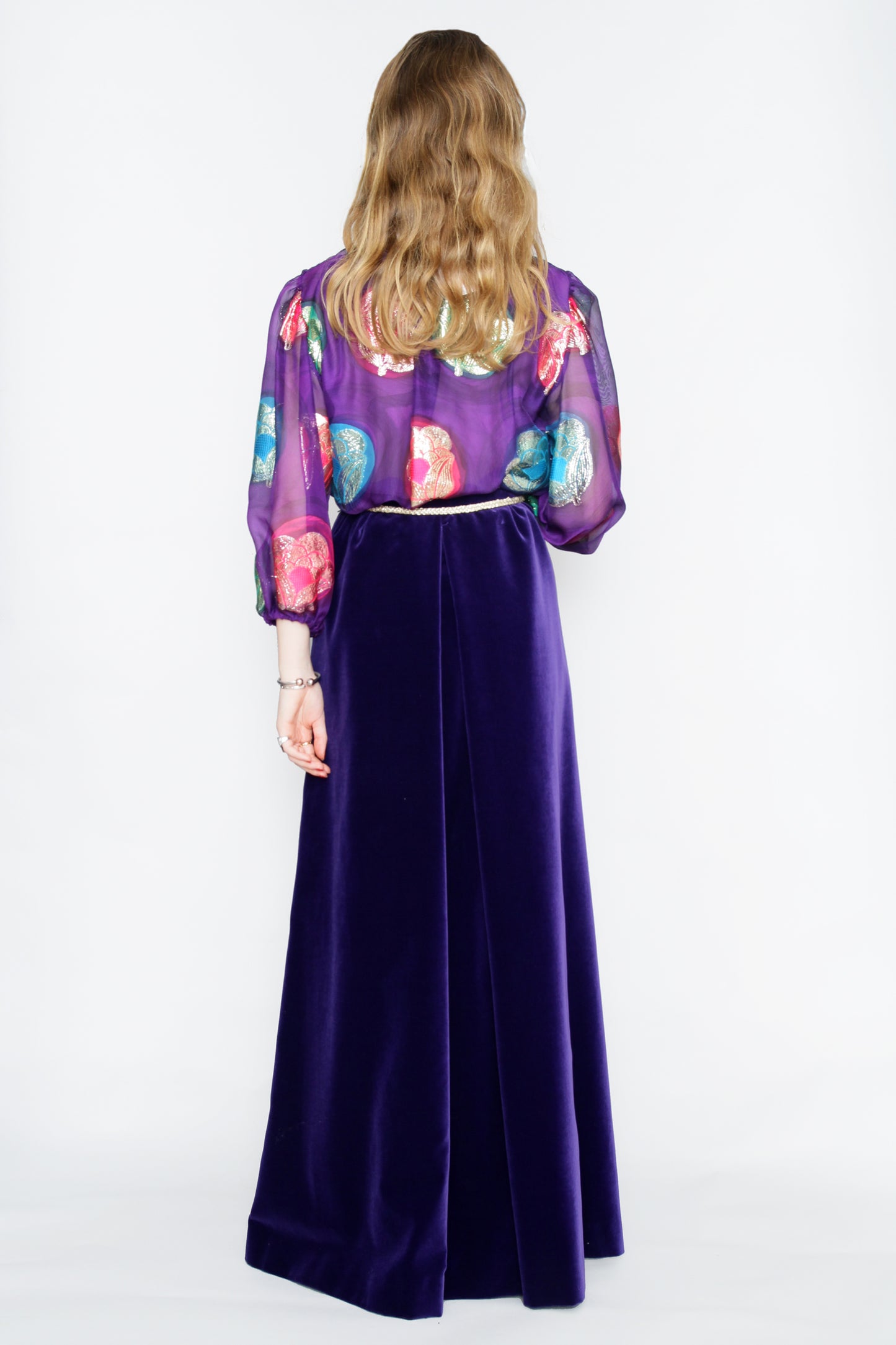 70's Couture Lurex & Velvet Ensemble L