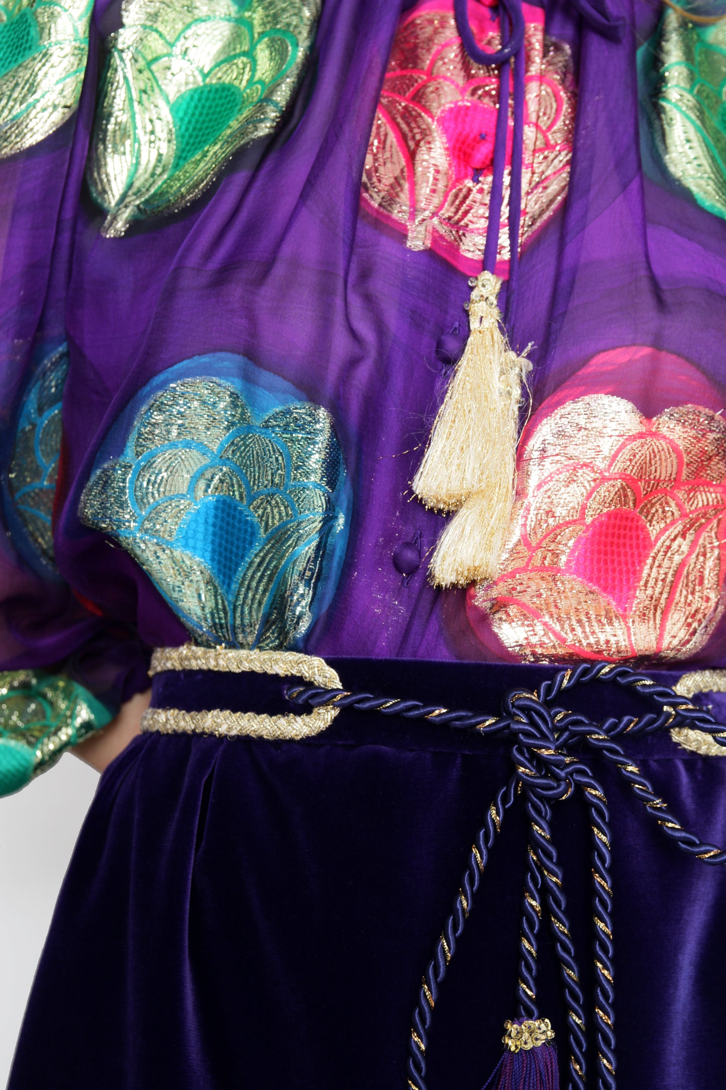 70's Couture Lurex & Velvet Ensemble L