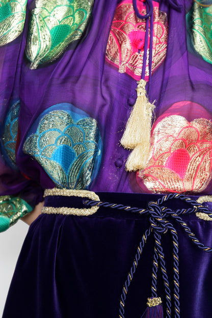 70's Couture Lurex & Velvet Ensemble L