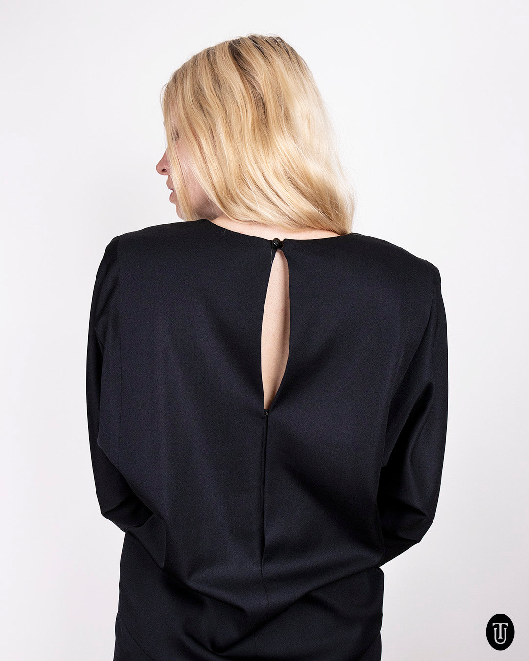 1980s Yves Saint Laurent Black Haute Couture Sack Dress S