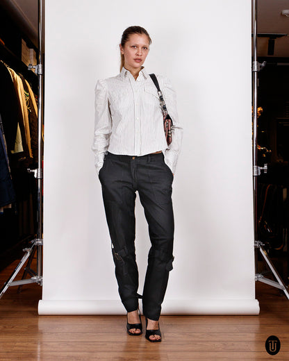 1990s Vivienne Westwood cotton black bondage pants S