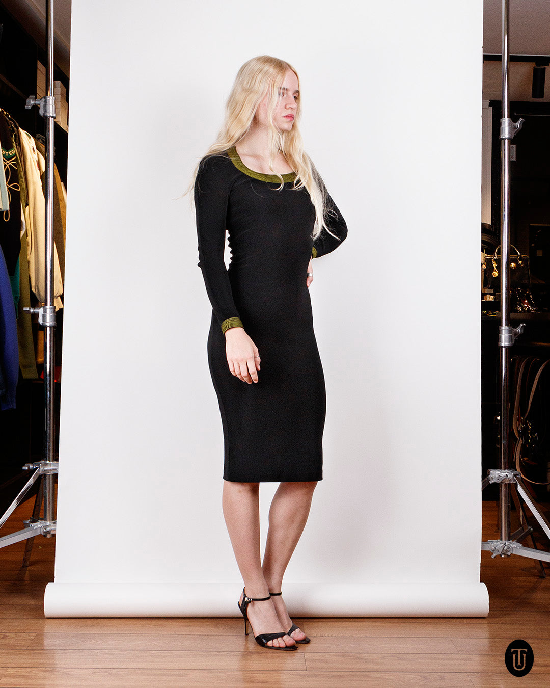1990s Gianni Versace Couture Black Jersey Dress S