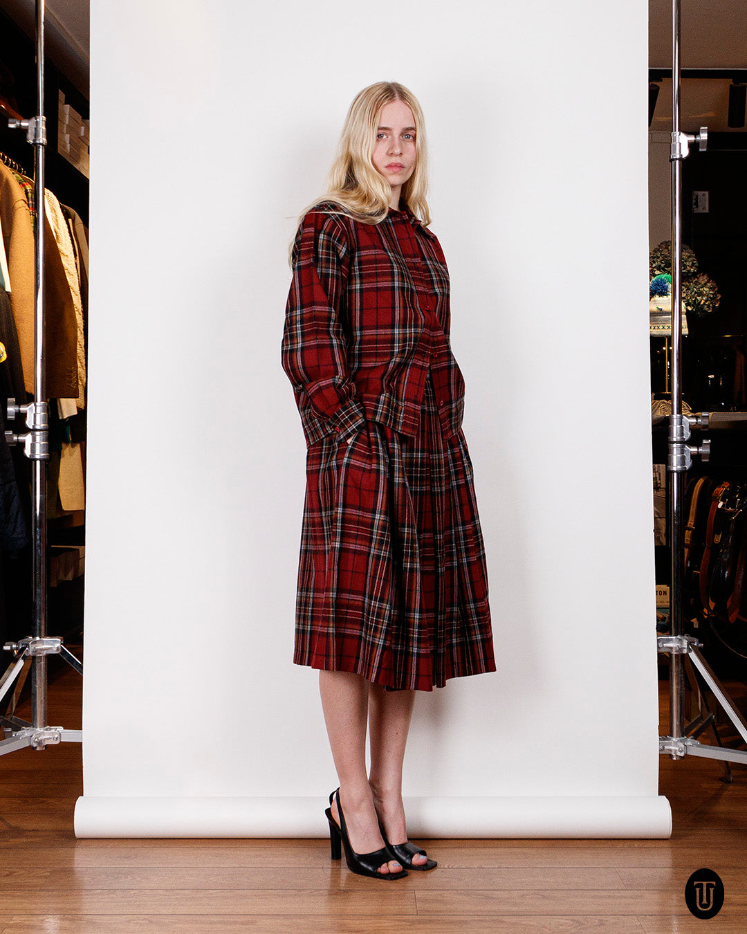 1980s Yves Saint Laurent Rive Gauche Wool Tartan Skirt Suit S