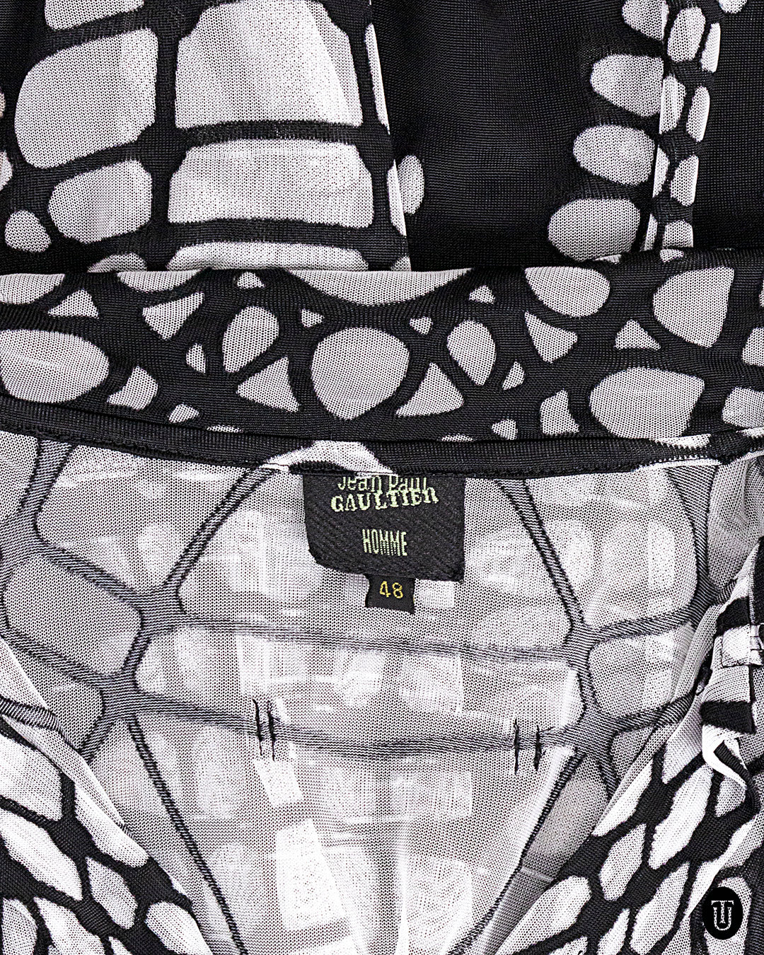 A 90s Jean Paul Gaultier sheer black and white shirt S