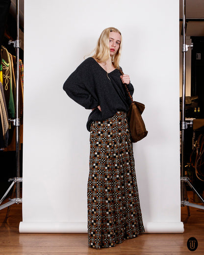 1960s Ungaro Geometrical Patterned Maxi Skirt S