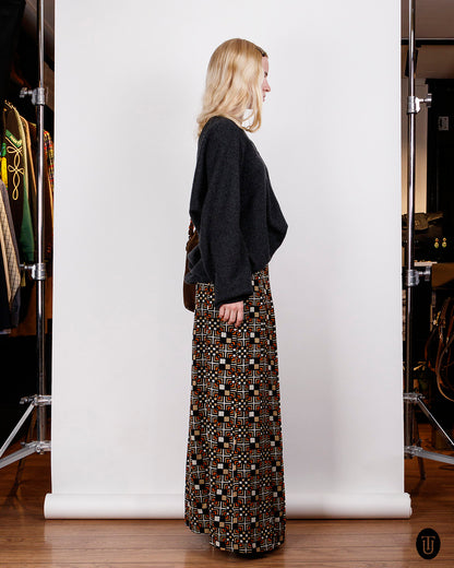 1960s Ungaro Geometrical Patterned Maxi Skirt S