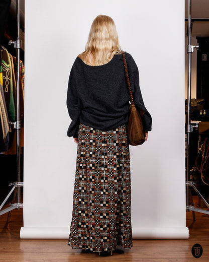 1960s Ungaro Geometrical Patterned Maxi Skirt S