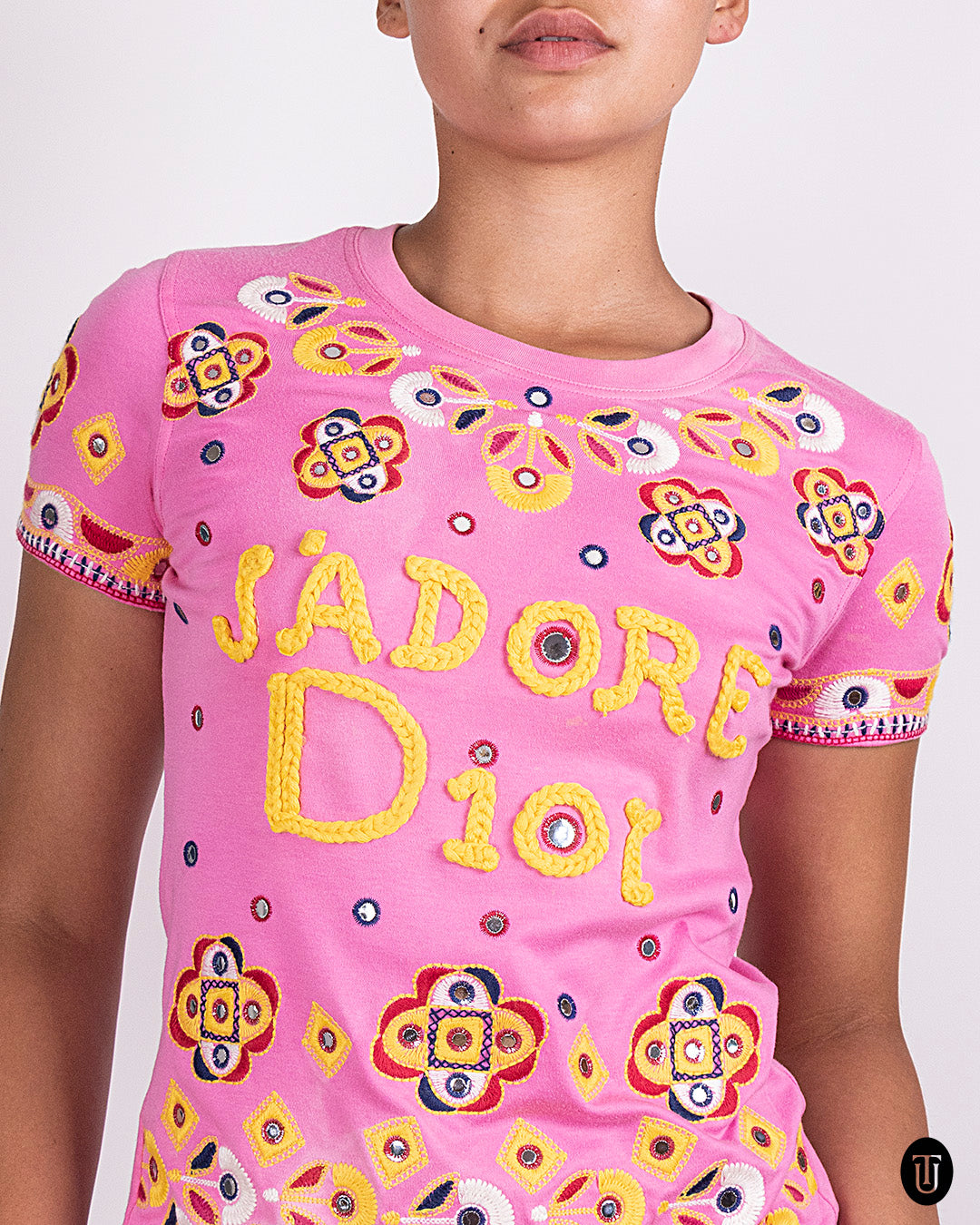A 2000s Christian Dior embroidered pink t-shirt S