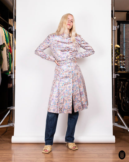 A 60s Jean Patou metallic brocade coat dress S